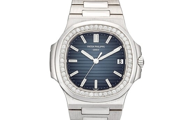 Patek Philippe Nautilus, Reference 5713 | A white gold and diamond-set bracelet watch with date, Made in 2013 | 百達翡麗 | Nautilus 型號5713 | 白金鑲鑽石鏈帶腕錶，備日期顯示，2013年製