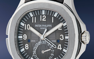 Patek Philippe, Ref. 5164A A fine and attractive stainless steel dual time wristwatch with date, day and night indication, with Certificate of Origin and presentation box