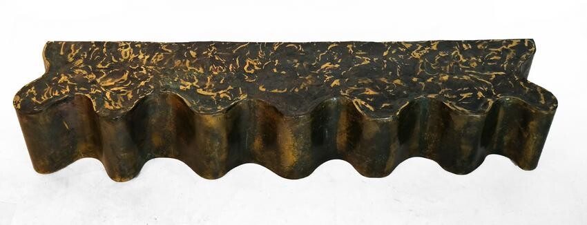 Paul Evans-Style Bronze "Waves" Wall Console