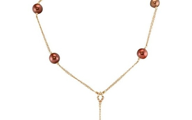 Pearl Diamond Necklace Cultured Tahitian Copper Brown