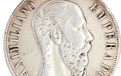 Peso 1867 Mo, Mexico City. sehr schön, Randfehler