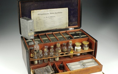 Pharmacie domestique allopathique du Dr Scheitz. Meerane/Saxe, vers 1890, Dr. E. Scheitz, Löwen-Apotheke à Meerane,...