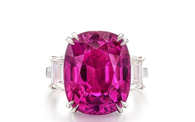 Pink Sapphire and Diamond Ring | 16.50克拉 天然「斯里蘭卡」未經加熱粉紅色剛玉 配 鑽石 戒指