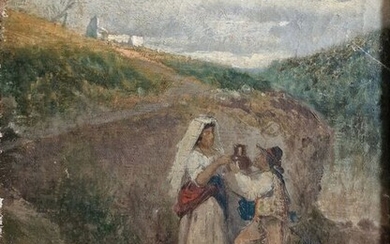 Pio Joris (1843-1921) - Paesaggio con Pastorelli