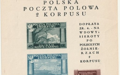 Polish body 1946 - Souvenir sheet on white paper with variety without mark, rare - Sassone n.1Aa