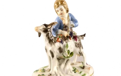 Porcelain figure Boy with a goat. Meissen