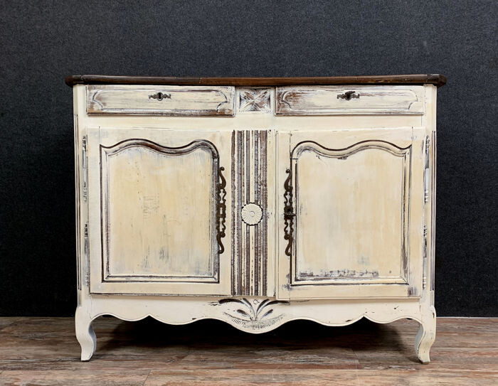 Provencal buffet - Louis XV Style - Lacquered wood and white lead - 19th century