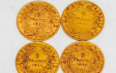 Quatre pièces de 5 francs or