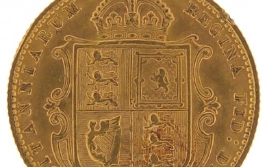 Queen Victoria Jubilee Head 1892 shield back gold half sover...