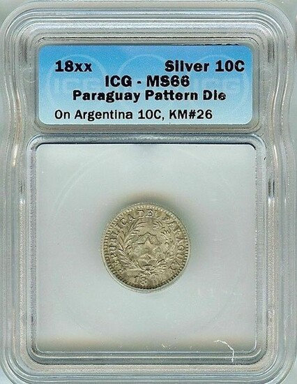 RARE PARAGUAY 18xx 10 CENTS ON ARGENTINA 10C -PATTERN