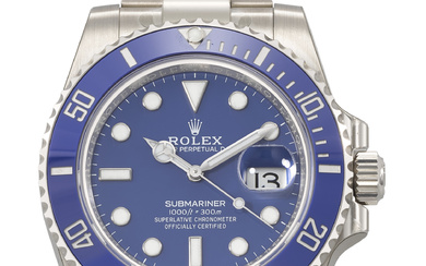 ROLEX. A RARE AND HEAVY 18K WHITE GOLD AUTOMATIC WRISTWATCH...