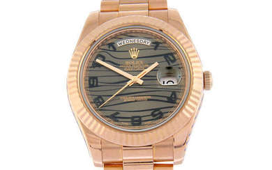 ROLEX - an 18ct rose gold Oyster Perpetual Day-Date II bracelet watch, 41mm.