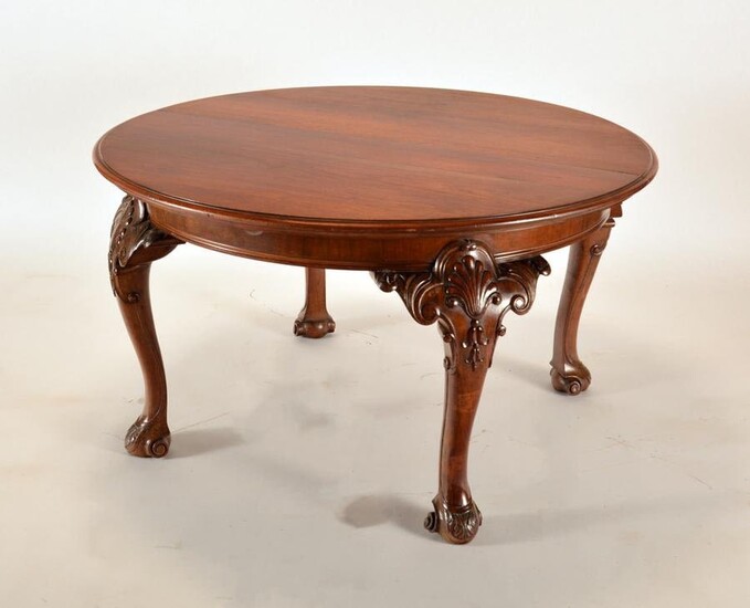 ROUND MAHOGANY DINING TABLE CARVED C.1910