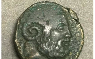 Rare Ancient Greek Bronze Coin, 3rd Century B.C. Zeus