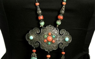 Rare Chinese Uyghur High Grade Silver Necklace