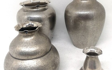 Rare Collection of Miniature Vases (4) - .800 silver - Genazzi Milano - Italy - First half 20th century