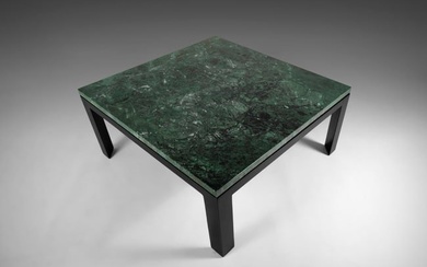 Rare Edward Wormley for Dunbar Green Marble Cocktail Table / Coffee Table Set on an Ebony Black Base