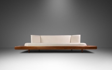 Rare Mid-Century Modern Model 2006-S Platform Sofa in Walnut & White Knoll Boucle by Adrian Pearsall