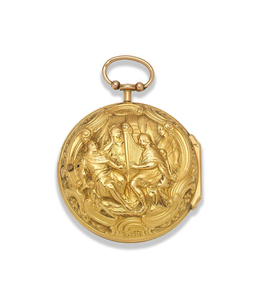 Rayment, London. A gold key wind pair case pocket watch with repousse decoration