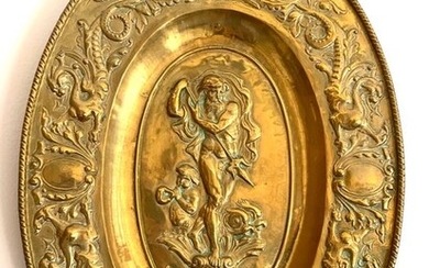 Relief, Poseidon / Neptune) - Historicism - Brass - Late 19th century