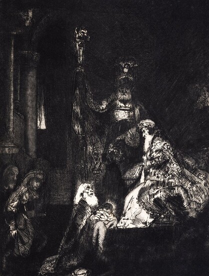 Rembrandt Harmensz, van Rijn, Presentation in the Temple in the black manner, 1700
