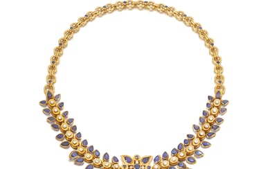 René Boivin Sapphire and diamond necklace, circa 1960