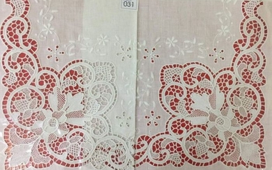 Rich linen sheet pure Burano embroidery handmade - Linen - After 2000