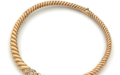 Rigid necklace in 18K coiled yellow gold (750‰)