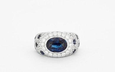 Ring White gold Sapphire - Diamond