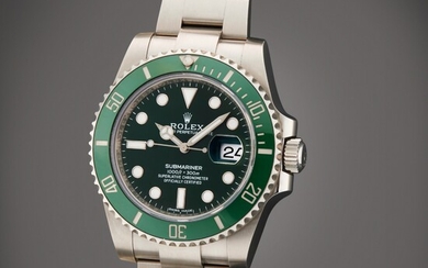 Rolex Reference 116610LV Submariner 'Hulk' | A stainless steel automatic wristwatch with date and bracelet, Circa 2019 | 勞力士 型號 116610LV Submariner 'Hulk' 精鋼自動上鏈鍊帶腕錶備日期顯示，製作年份約 2019