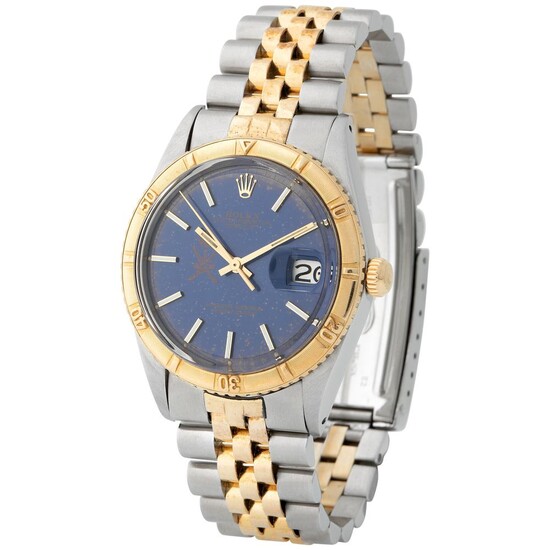 Rolex. Striking and Valuable Datejust Automatic Wristwatch in Steel and Gold, Reference 1625, Blue Khanjar Dial, Made for the Sultanate of Oman