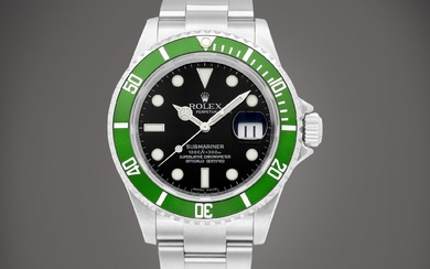 Rolex Submariner "Kermit", Reference 16610LV | A stainless steel wristwatch with date and bracelet, Circa 2008 | 勞力士 | Submariner "Kermit" 型號16610LV | 精鋼鏈帶腕錶，備日期顯示，約2008年製