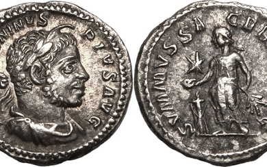 Roman Empire Elagabalus AD 220-222 AR Denarius Extremely fine