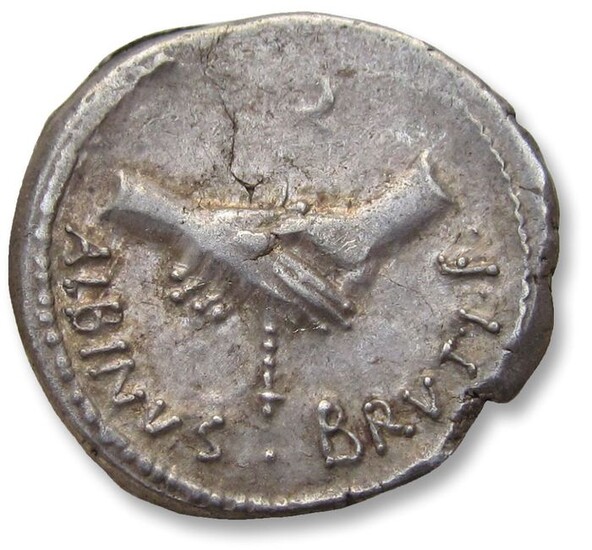 Roman Republic (Imperatorial). D. Junius Brutus Albinus, 48 BC. Denarius,Rome mint