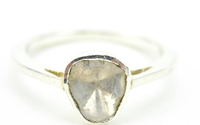 Rose Cut Diamond & Sterling Silver Solitaire Ring