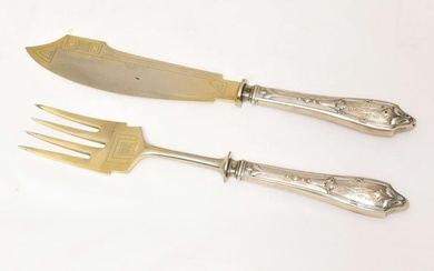 [Russian]. Art Deco fish cutlery set. - Russia, 19th-20th cent.. - Fork: 26Ñ…4 cm; 124 g. Knife