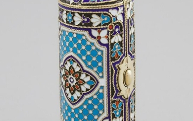 Russian Silver and Cloisonné Enamel Cylindrical