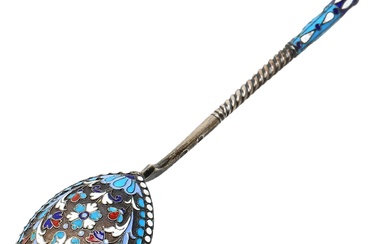 Russian silver spoon with enamel