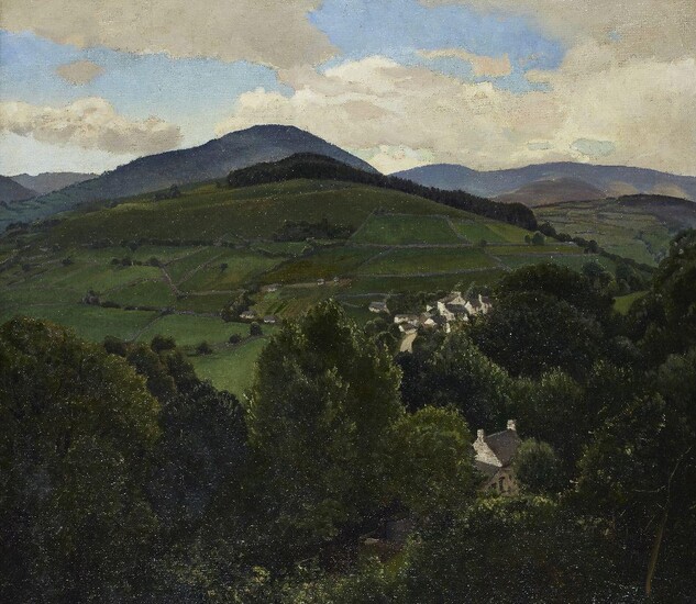 Ruth Hollingsworth, British 1880-1945 - Breconshire Landscape; oil on canvas, signed lower left 'Ruth Hollingsworth', 89.5 x 102.1 cm
