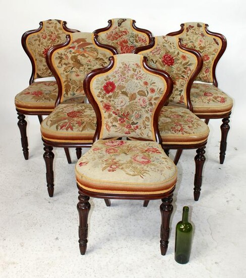 S/6 English rosewood chairs with petit point