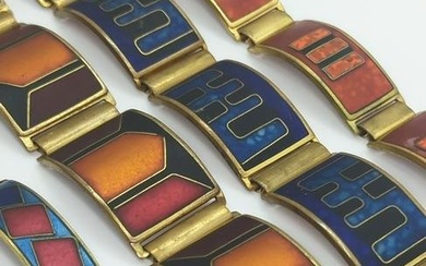 SCHOLTZ & LAMMEL; Four Modernist Matte Enamel Metal Bracelets