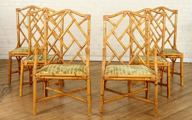 SET 6 FRENCH RATTAN DINING CHAIRS CIRCA 1970