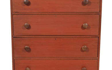 SHAKER FIVE-DRAWER TALL CHEST 19th Century Height 53.25”. Width 39.5”. Depth 12.25&#8221