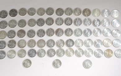 SILVER CURRENCY: 68 pieces of 50 Hercules francs....