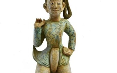 SOUTHEAST ASIAN CARVED AND PAINTED WOOD DANCER