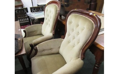SPOONBACK ARM CHAIRS, matched pair of mahogany framed spoon ...
