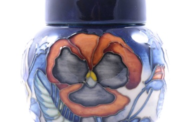 Sally Guy for Moorcroft Pottery, a small 'Pansy' limited edition ginger jar and cover