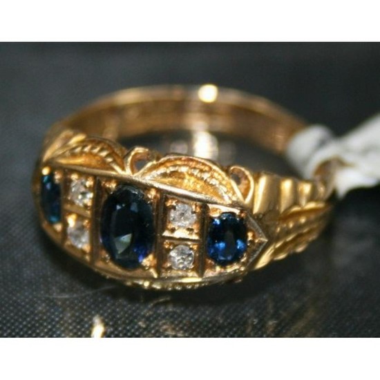 Sapphire & Diamond Antique Style Ring