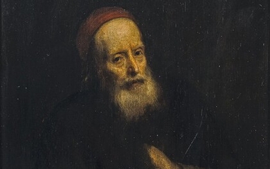 School of Abraham van Dyck (Dutch, 1635-1672) Portrait of an Ancient Bearded Man in a Red Skull Cap