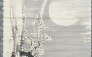 Scroll - Sumi on Paper - EDO PERIOD JAPANESE SCROLL, PLUM BLOSSOMS BY MOONLIGHT, NAKABAYASHI CHIKUTO (1776-1853) - Japan - Edo Period (1600-1868)